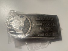 Pewter BMW Motorcycle Owners of America Belt Buckle 4" x 1.75"~New Old Stock