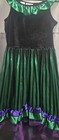 Storybook Heirlooms Dress Girls Xl Black Velvet Striped Green Purple Ruffles  — photo 3