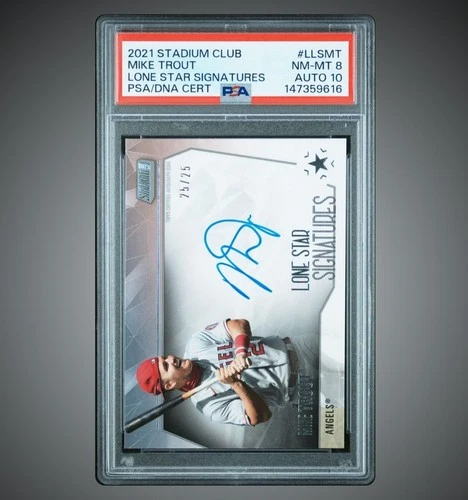 2021 Topps Stadium Club Lone Star Signatures Mike Trout Autograph PSA 8 /25