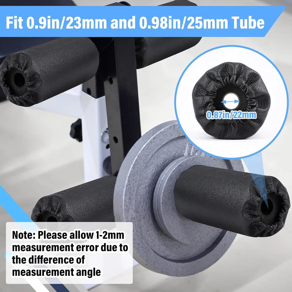 Paquete de 4 almohadillas de rodillos de espuma de 8x3,5x0,8 pulgadas de repuesto para banco de pesas y equipos de gimnasio Foto 2 de 4