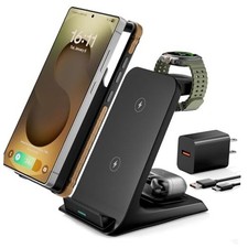 3 in 1 Charging Station for Samsung for Thick Cases of Black
