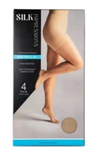 New Silk Impressions size XXXL Pantyhose Beige Sheer 4 Pair 20 Denier High Waist