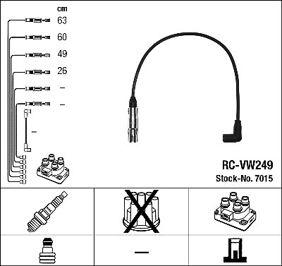 NGK 7015 Ignition Cable Kit for AUDI,SEAT,SKODA,VW