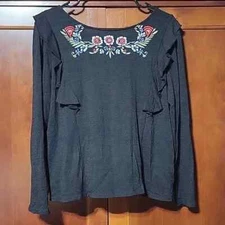 Lauren Conrad large top long sleeve floral embroidered blouse