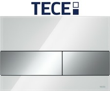 TECE 9240802 square WC-Betätigungsplatte Glas weiß/chrom glanz 2-Mengen-Technik