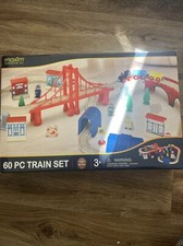 MAXIM 60 PIECE WOODEN TRAIN SET DISTRESSED PKG