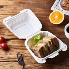 250 pcs Disposable Clamshell Food Take Out Container To Go Box 5.5" x 5.5"