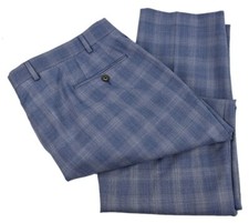 LAUREN by RALPH LAUREN Blue Plaid EDGEWOOD Wool Stretch Dress Pants 44 32 NWT