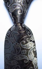 New Classic Paisley Black Brown White JACQUARD WOVEN 100% Silk Men's Tie Necktie