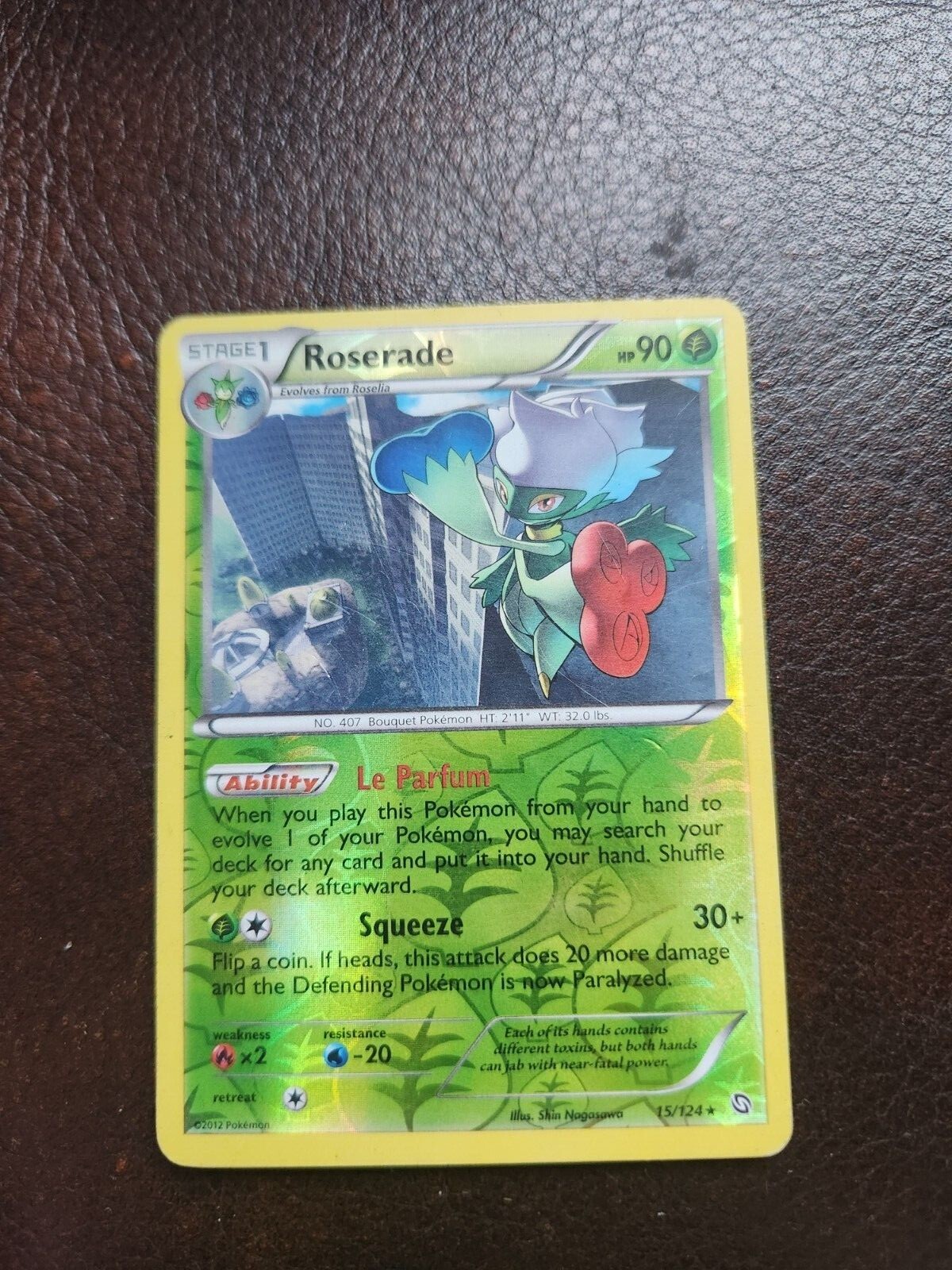 Roserade - 15/124 -Rare Reverse Holo PL Black & White 6: Dragons Exalted Pokemon