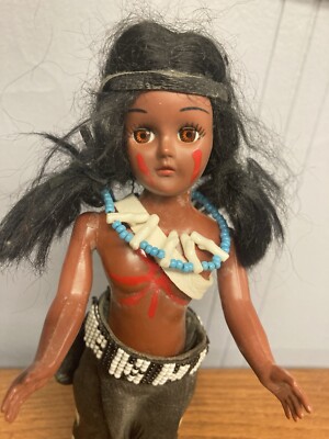 Handgefertigte antike Indianer Indianerin Mädchen, Plastikpuppe