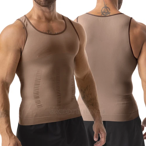 Herren Abnehmen Body Shaper Kompression Gynäkomastie T-Shirt Körperhaltungskorrektur Weste - Bild 21 von 23