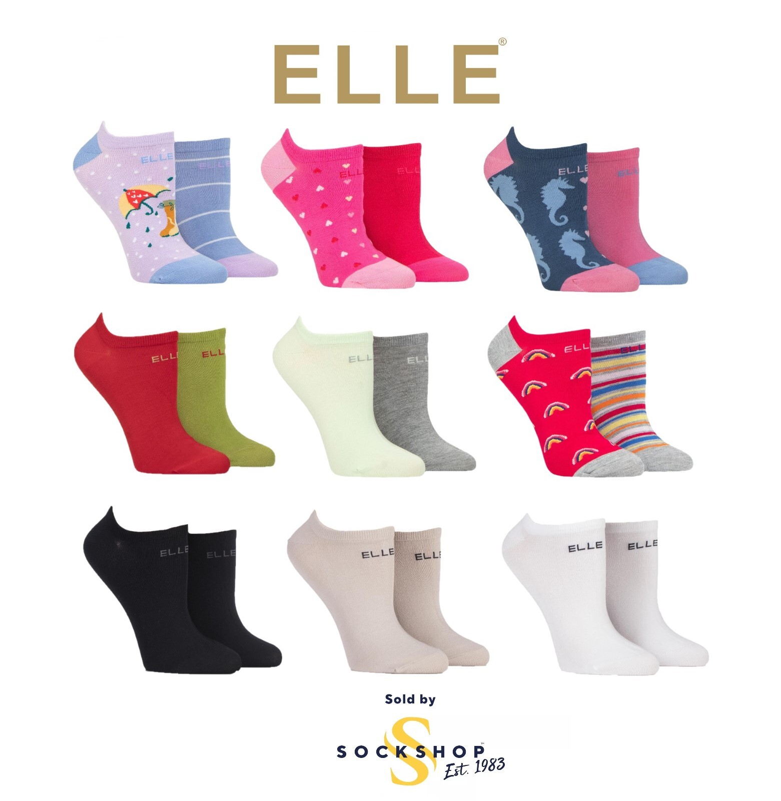 Women's No-Show Bamboo Socks 2-Pack - Plain & Striped - Elle-image