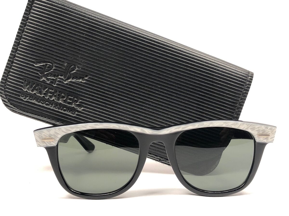 VINTAGE RAY BAN WAYFARER PEARL WHITE BLACK KID SMALL GREY VINTAGE RAY BAN WAYFARER PEARL WHITE BLACK KID SMALL GREY