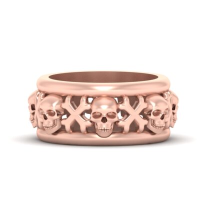 Crossbones and Skull Wedding Band For Mens Badass Skull Ring Halloween Jewelry