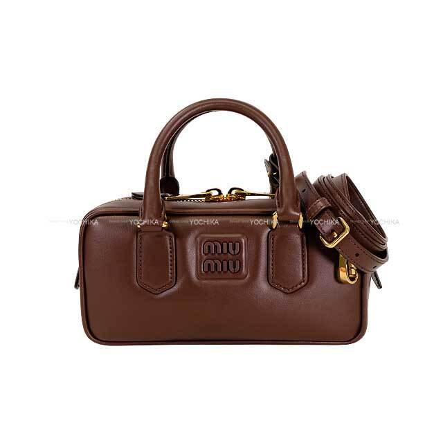 Miu Miu Arcadie leather bag 2way Briarwood Brown Calf Gold HW  