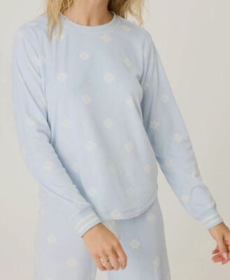 PJ Salvage Women's Blue Apres All Day Pajama Top Sleepwear Size Medium