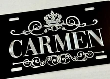 Custom Personalized Crown Car Tag Diamond Etched Engraved License Plate Gift
