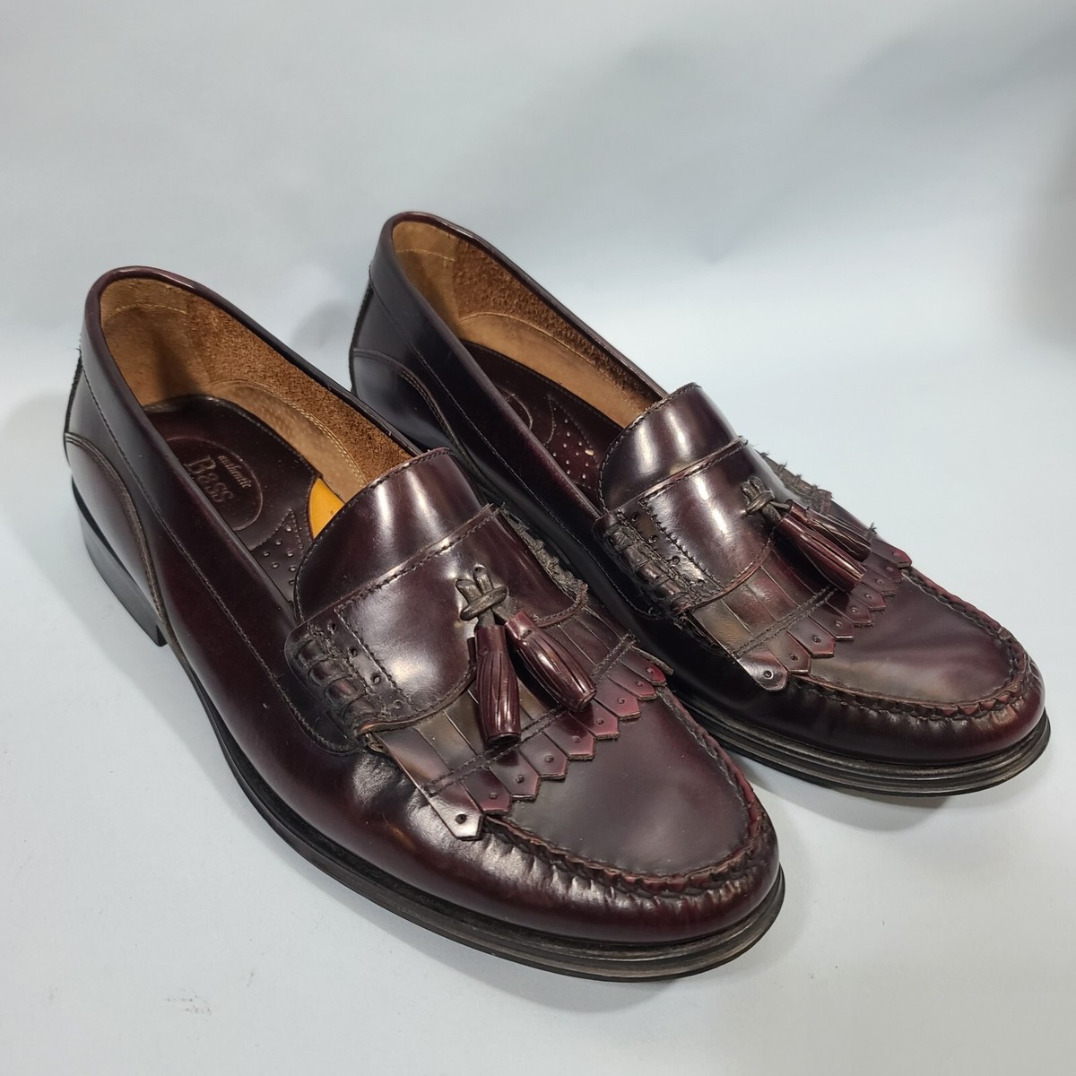 Bass Weejuns Mahogany Brown Tassel Loafers Burgundy Wine Polished Formal Fringe & Tassel Loafers by  main image 4