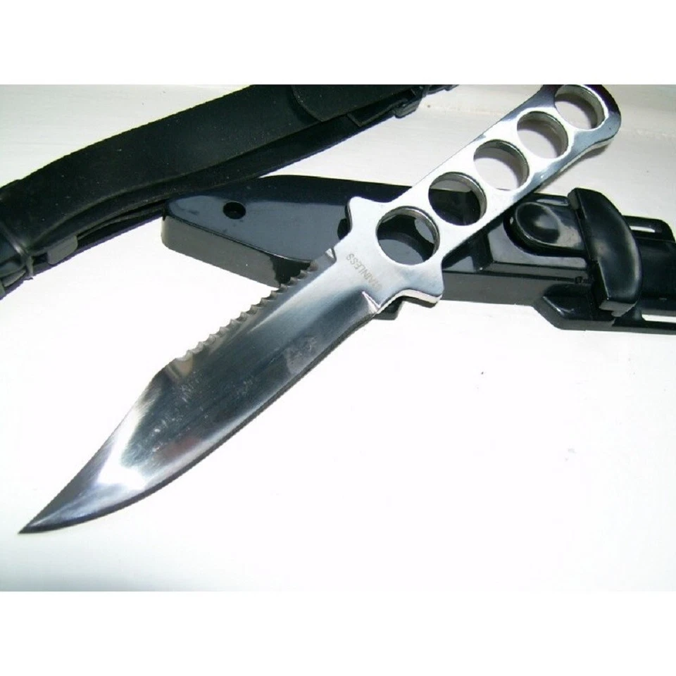 Cuchillo de buceo y funda de 8,5" con correas de goma para las piernas - Buceo - NUEVO Foto 2 de 3