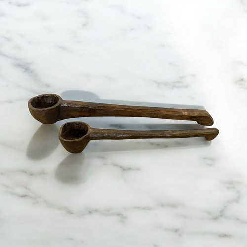 Vintage Holz handgeschnitzt Schöpfkelle Set