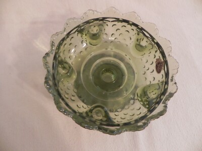 Vintage Fenton Hobnail Pedestal 6 Candle Green Glass Candle  display picture 1