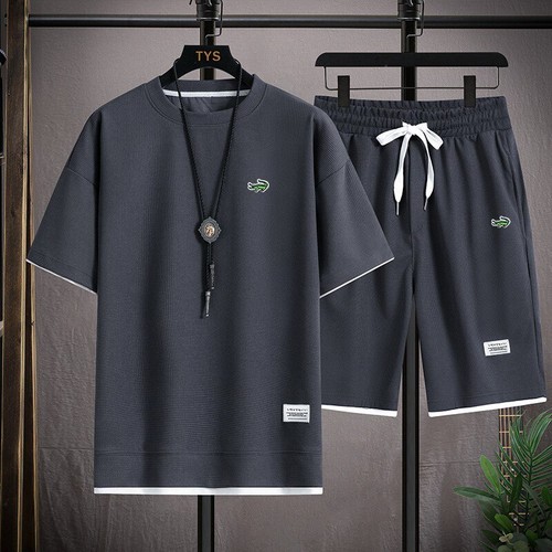 Herren Zweiteiliges Set Leinen Stoff Freizeit T-Shirt und Herren Sportanzug Mode - Bild 11 von 26