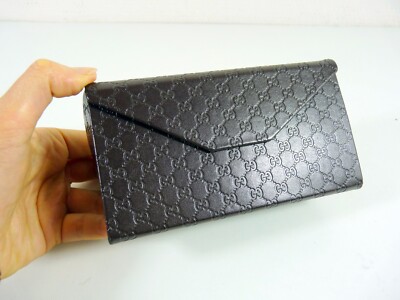 Etui à lunettes de soleil GUCCI vide cuir marron intérieur daim