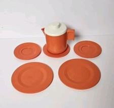 Vtg Fisher Price Fun w Food Orange Pitcher w Lid 5 Plates Toy Dishes Replacement