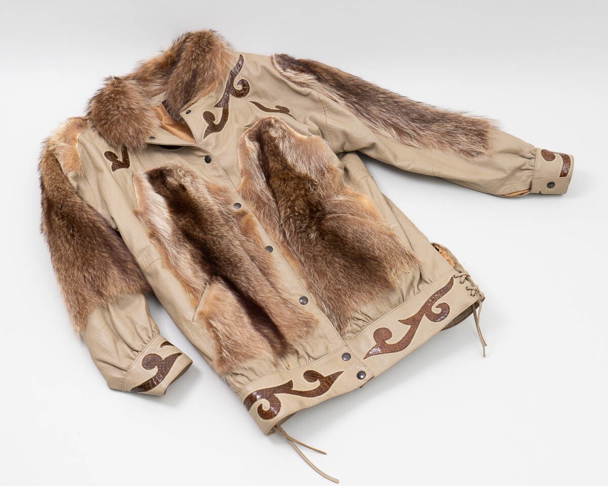 JACQUES SAINT LAURENT ラクーンファー レザージャケット Jacques Saint Laurent Paris Brown Tip Dyed Raccoon & Leather