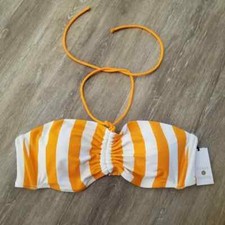 NWT Shade  Shore Orange Stripe Halter Bikini Top Size XL