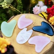 Gua Sha Tool Natural Stone Crystal Scraping Board Facial Body Massage Gemstone