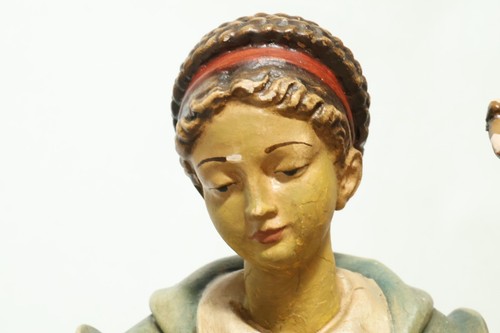 Carved ? Saint Figure Wooden Saint Notburga with Rake 38cm Peasant - Picture 18 of 24