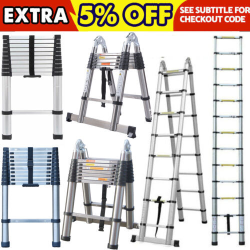 2-5m Mehrzweckleiter Teleskopleiter Stehleiter Aluleiter Ausziehleiter mit Haken - Bild 1 von 27
