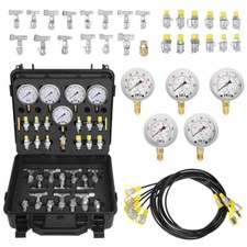 Hydraulic Pressure Test Kit 5 Gauges 13 Couplings 14 Tee Connectors 0-600bar UK