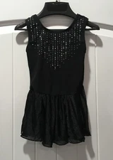 MORE THAN MAGIC CHILDS UNITARD / SIZE S (6/6X) / BLACK / SEQUINS & SKIRT