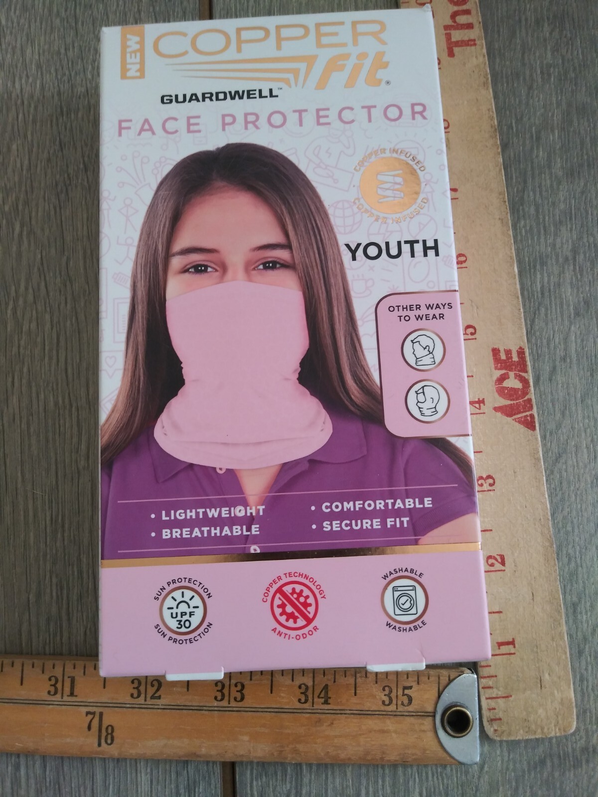 2 Face Mask Copper Fit Guardwell Face Protector Pink Youth Ages 8+ New