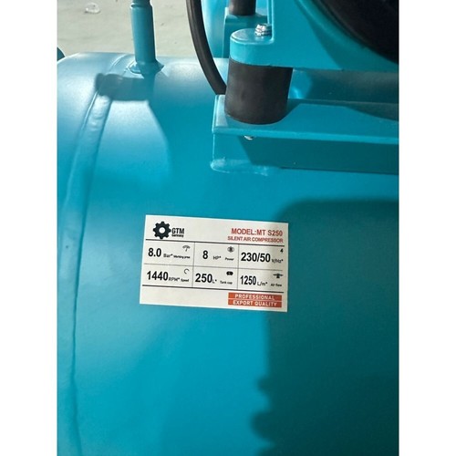 Oil Free Air Compressor GTM MT S 250L 1250l/min 220V PRO Low Vibration 250 Liter - Picture 3 of 3