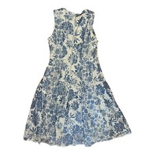 NEW Womens Danny Nicole Blue Cream Lace Dress Sleeveless Knee Length Easter Sz 4