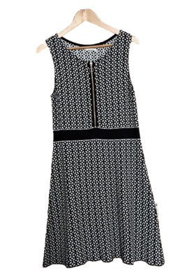 Promod Women's Sleeveless White and Black Cotton Dress Size M