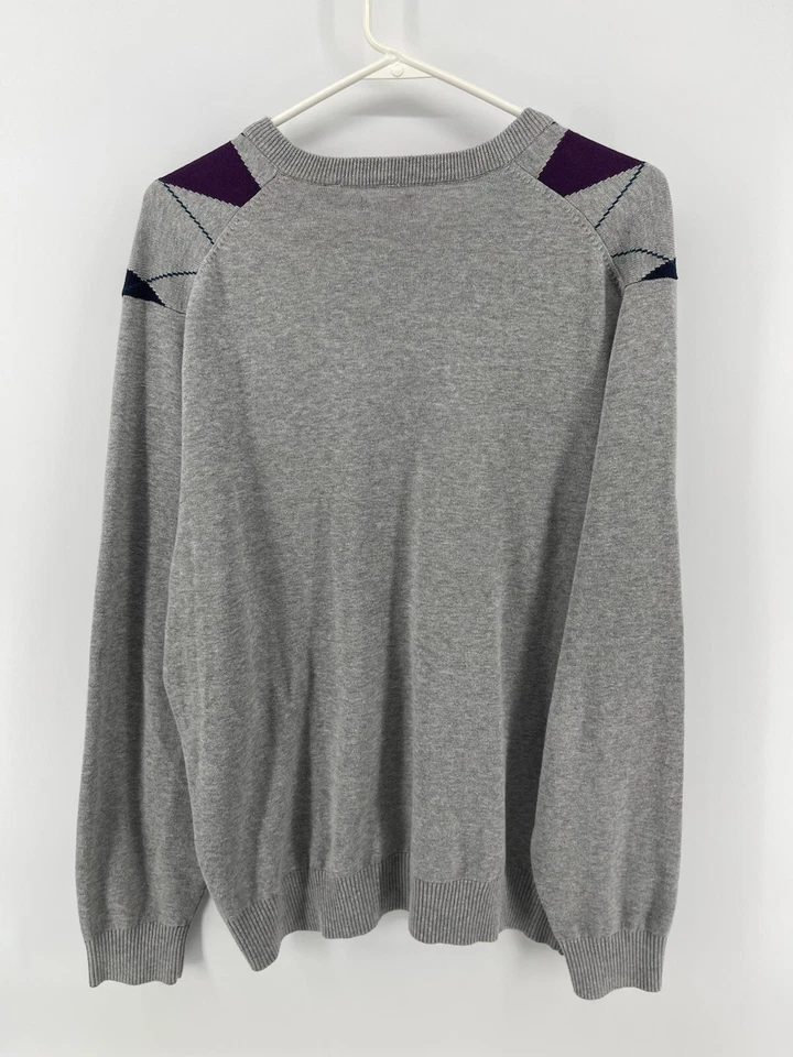 Izod V шеи пуловер свитер мужской размер большой серый фиолетовый синий бриллиант быстрая доставка - Изображение 2 из 4