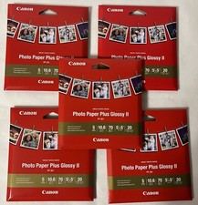 Canon Glossy Photo Paper Plus Glossy II 5x5 20 Sheets Glossy PP-301 NEW 5 Packs 