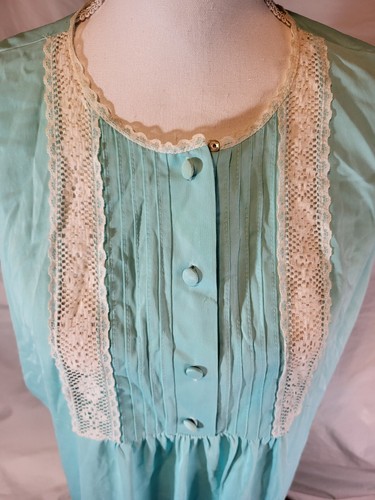 Vtg GOSSARD ARTEMIS Mint Green Chiffon Nylon Satin Babydoll Nightgown & Robe XL - Picture 6 of 7
