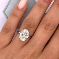 3Ct Oval Cut Lab Grown Diamond/CVD Solitaire Engagement Ring Solid 950 Platinum