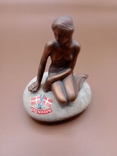 Vintage bronze finish metal Mermaid real rock figurine 3" not magnetic kobenhavn