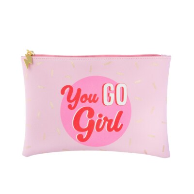 Sass & Belle You Go Girl Power Pink Zip Pouch Etui Make Up Reisedokumente Spaß