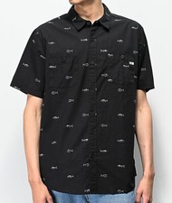 SALTY CREW Men's S/S Woven Shirt MARKET - Charcoal - Medium - NWT
