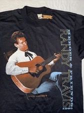 vtg 1991 SCREEN STARS Randy Travis Heroes Friends tour concert t shirt tshirt L