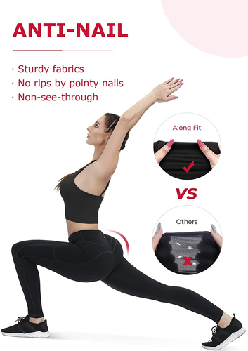 "Anti-Nail Women's Leggings - Non-See-Through Yoga Pants w/ Pockets, Tummy Contr - Picture 2 of 12