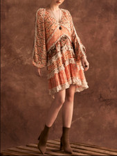 Verb by Pallavi Singhee Long-Sleeve Tiered Mini Dress